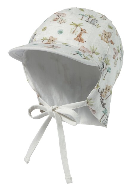 Sterntaler Schirmmütze mit Nackenschutz Tierbabys ecru – Baby Sonnenhut - Neu