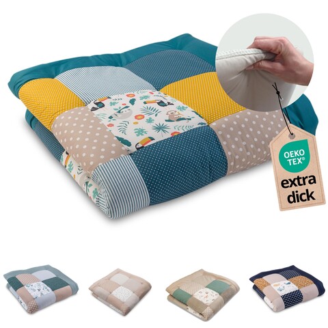 ULLENBOOM Krabbeldecke Dschungel 120x120 cm – Weiche Spieldecke für Babys - Neu