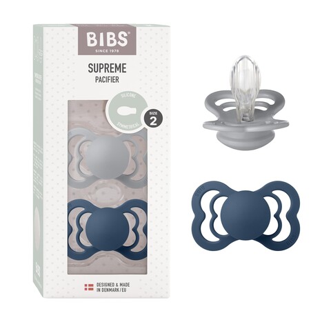 BIBS Supreme Schnuller Cloud/Steel Blue 6-36 Monate, 2 Stk. - Neu