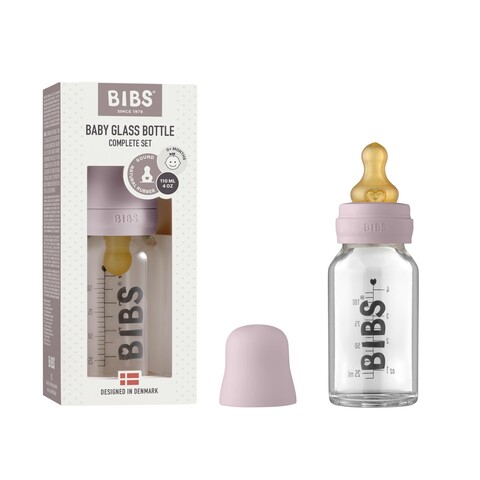 BIBS Babyflasche Complete Set 110 ml – Glasflasche mit Anti-Kolik-Ventil - Neu