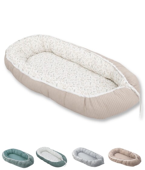 ULLENBOOM Babynest Waffel Floral Sand – Kuschelnest für Neugeborene - Wie neu