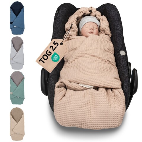 Ullenboom Einschlagdecke Waffelpique Sand – Babydecke für Babyschale - Wie neu