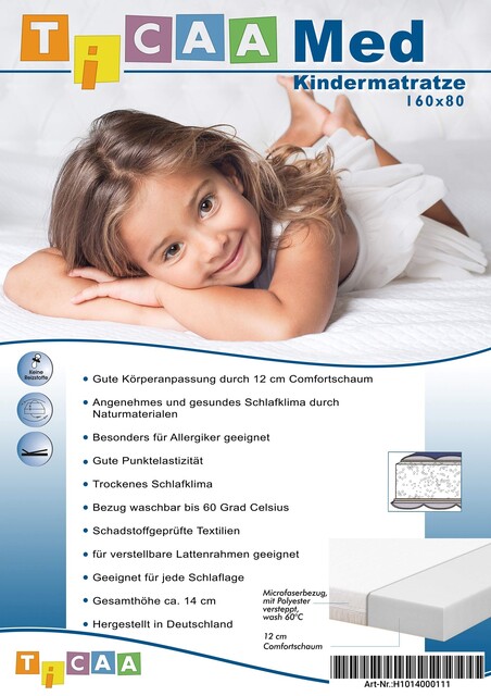 TiCAA Kindermatratze MedAllergen 80 x 160 cm