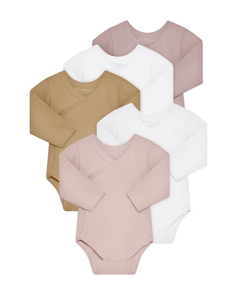 kindsgard Wickelbody trunder 5er-Pack Langarm rosa Bio-Baumwolle - Neu