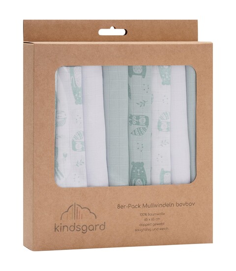 kindsgard Mullwindeln bovbov 8er-Pack mint – 100% Baumwolle, 65x65 cm - Neu