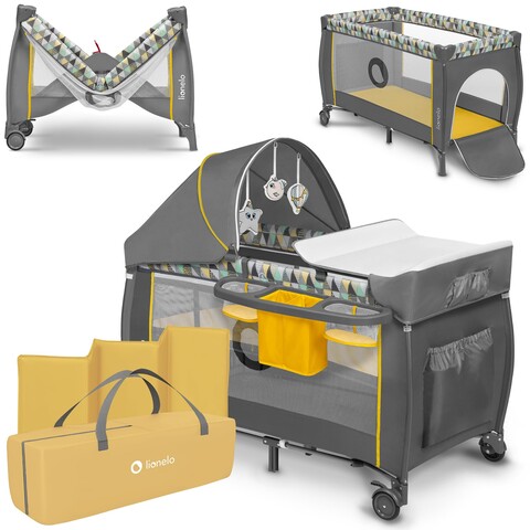 Lionelo Reisebett Sven Plus Yellow Scandi – 2in1 Babybett & Laufstall - Gut