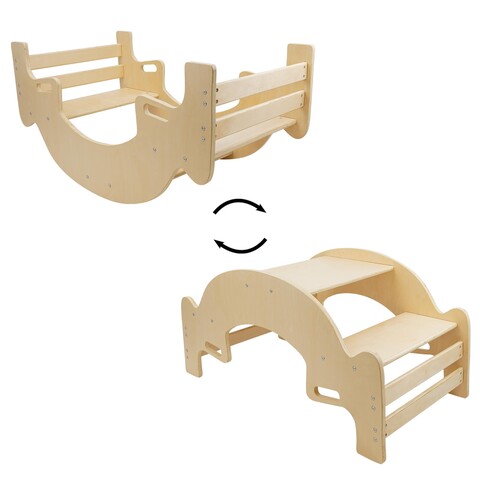 509 Crew Rock n Grow 2in1 Montessori Wippe aus Holz, umbaubar zum Tisch - Gut