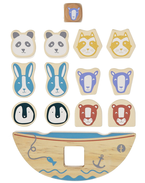 Tausendkind Learn & Play Balancierspiel AHOI - 14-teiliges Holzspielzeug Set - Fördert Konzentration & Hand-Auge-Koordination - Ab 3 Jahren