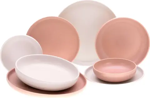 CreaTable 10103 Uno Rusty Rose - off white Tellerset 8-tlg.