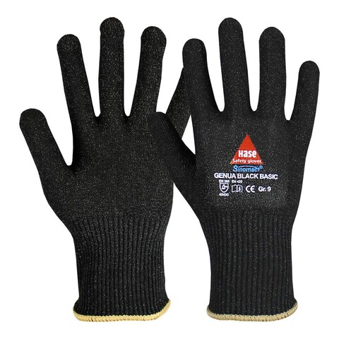 HASE Genua Black Basic Schnittschutzhandschuh aus Sinomac® Hybridgarn - Neu