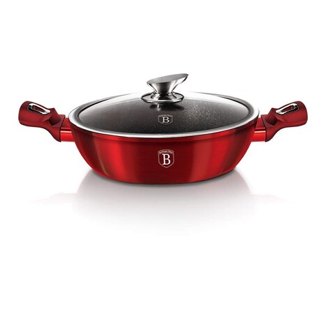 BERLINGER HAUS Flacher Topf mit 28 cm Deckel Burgundy Edition