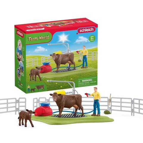 Schleich Kuh Waschstation 42529 – Spielset für Kinder ab 3 Jahren - Neu