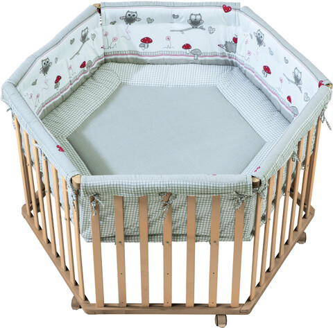 Roba Laufgitter 6-eckig natur Adam & Eule – Sicherer Spielplatz für Babys - Gut