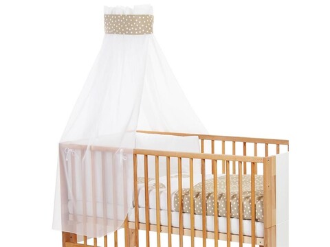 Babybay Himmel für Kinderbett Krone/Herz sand