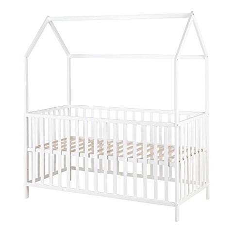 Kindsgard Hausbett Lillehus 70x140 cm Weiß – Kinderbett aus Holz - Gut