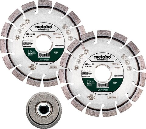 Metabo Set: 2x Diamanttrennscheibe 125x22,23mm "UP" + Quickspannmutter - Neu