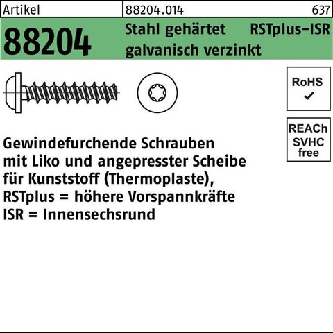 Gewindefurchende Schrauben RSTplus LIKO ISR 3x10 T10 Stahl verzinkt - Neu
