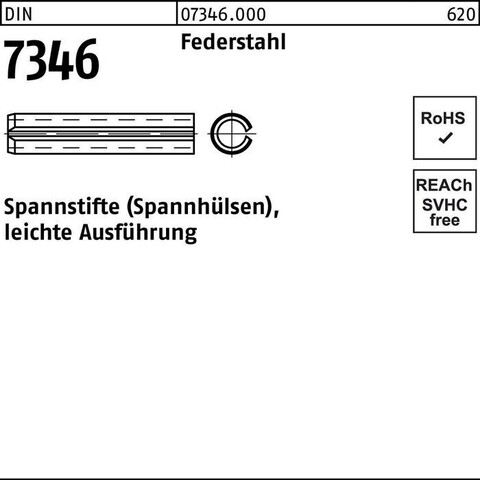 DIN 7346/ISO 13337 Spannstifte Federstahl 5x16 mm – 200 Stück - Neu