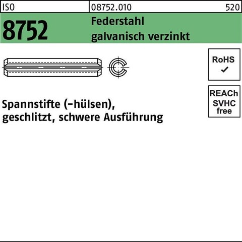 ISO 8752 Spannstifte geschlitzt schwere Ausführung Federstahl - Neu