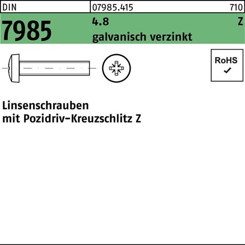 Linsenkopfschraube DIN 7985 M3x20 Stahl 4.8 verzinkt - Neu