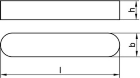 DIN 688 PASSFEDERN, HOHE FORM, RUNDSTIRNIG C45K A 8 X 7 X 70
