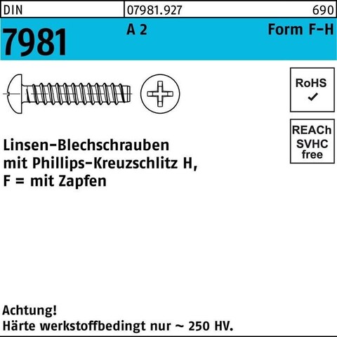 DIN 7981-F/ISO 7049 LINSEN-BLE CHSCHRAUBEN A 2 3,5 X 9,5 -F-H