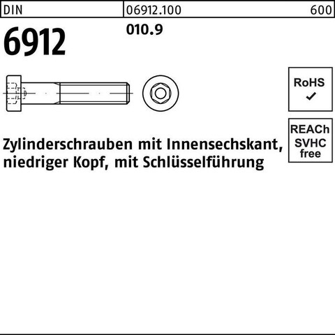 Zylinderschraube DIN 6912 M16x60 10.9 Stahl blank - Neu