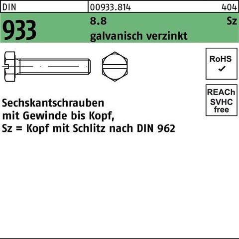 DIN 933 Sechskantschraube M6x20 Stahl 8.8 verzinkt - Neu