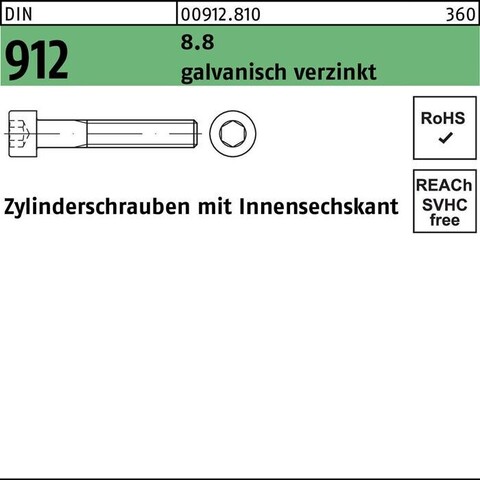 DIN 912/ISO 4762 ZYLINDERKOPF-SCHAFTSCHRAUBE M36X280 STAHL 8.8 BLANK INNENSECHSKANT