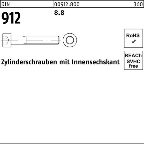 Zylinderschraube M12x50 DIN 912 Feingewinde Stahl 12.9 blank - Neu