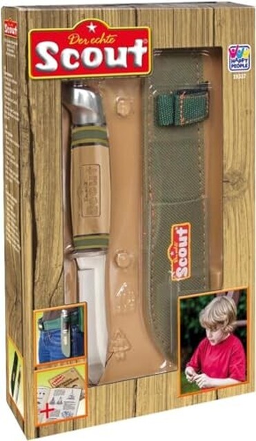 SCOUT Schnitzmesser mit abgerundeter Spitze, aus rostfreiem Edelstahl, Holzgri