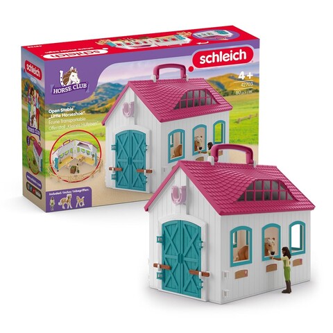 Schleich 42703 - Horse Club, Offenstall 'Kleines Hufeisen', 60 Teile, Spielset