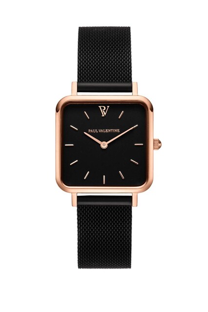 Paul Valentine UHR GLOSSYEDGE ROSE GOLD BLACK MESH BLACK 28 MM 316L Stainless Steel