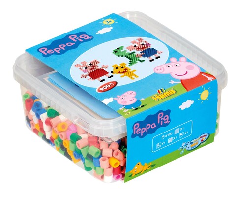 Hama 8750 - Geschenkpackung Peppa Pig, Dose, Bügelperlen maxi, 900 Stück
