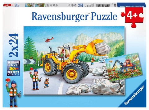 Ravensburger Bagger und Waldtraktor Puzzle 2x24 Teile für Kinder - Wie neu