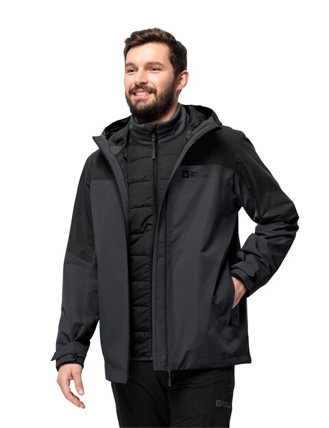 Jack Wolfskin GLAABACH 3IN1 Herrenjacke Schwarz Größe L - Neu