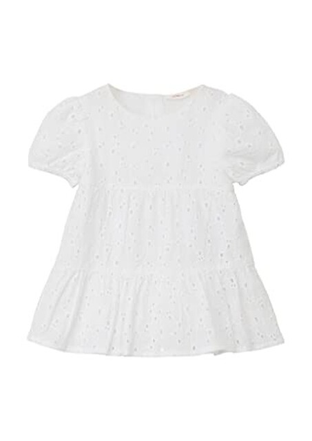 s.Oliver Mädchenkleid Weiß mit floralem Muster und Volants - Neu
