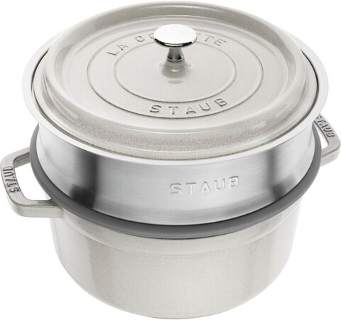Staub La Cocotte 24 cm rund mit Dämpfeinsatz Gusseisen - Wie neu
