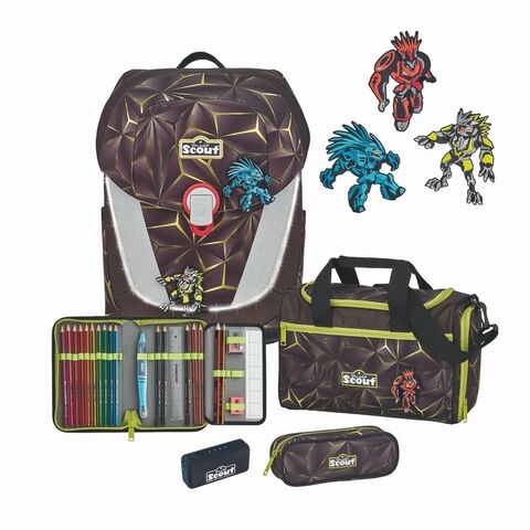 Scout Schulranzenset Sunny II Safety Light Dark Beast Limited Edition 5-tlg.