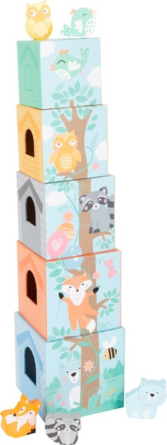 small foot® Stapelwürfel Pastell 11721 – Holzspielzeug für Kinder ab 12 Monaten