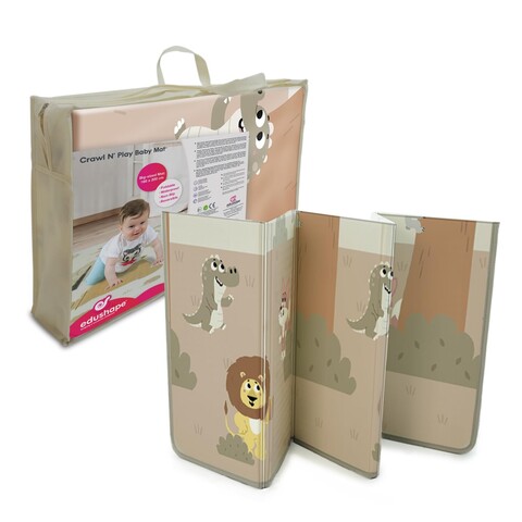 Edushape Krabbel- & Spielmatte Jungle Fun – Weiche, doppelseitige Baby-Spielmatte