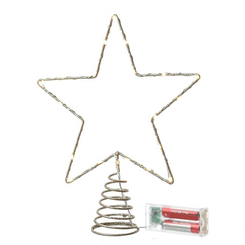 Stern FROHES FEST mit LED-Beleuchtung in Silber – Weihnachtsdeko