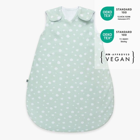 Emma & Noah Baby-Schlafsack Punkte Mint – 100% Bio-Baumwolle, 0.5 TOG, OEKO-TEX® zertifiziert