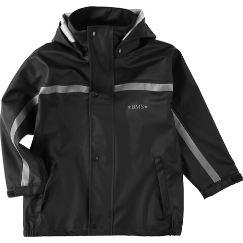 BMS Regenjacke Schwarz – 100% Wasserdicht & Atmungsaktiv