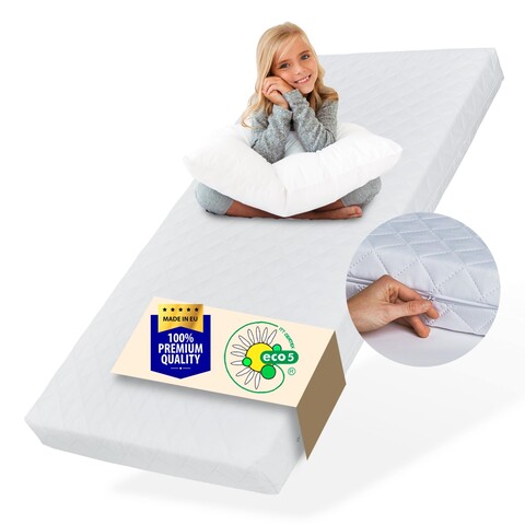Kids Collective Kindermatratze 80x160 cm mit waschbarem Bezug, 10 cm hoch, weiß