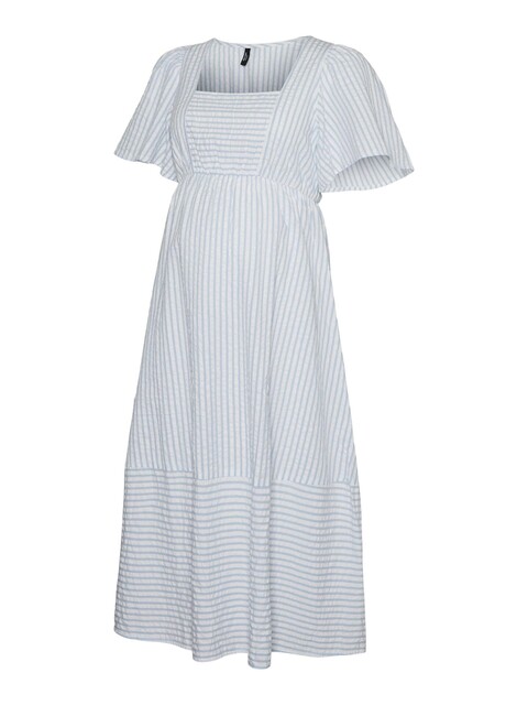 VERO MODA Umstandskleid VMMJUNO Blue Bell – Gestreiftes Midikleid mit Karreeausschnitt