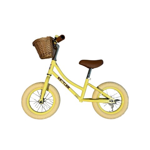 KETTLER Laufrad Go Lemon Retro-Design 12 Zoll mit Weidenkorb