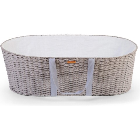 Childhome Moseskorb mit Matratze und Bezug – Natur/Grau – Babybett