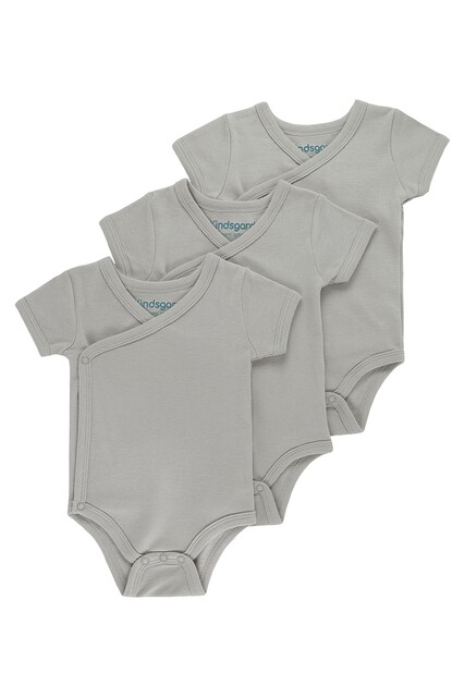 kindsgard Wickelbody trunder 3er-Pack kurzarm grau – Bio-Baumwolle, OEKO-TEX®