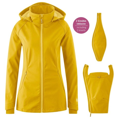 mamalila Softshell-Tragejacke Allrounder senf – Wetterfeste Umstandsjacke